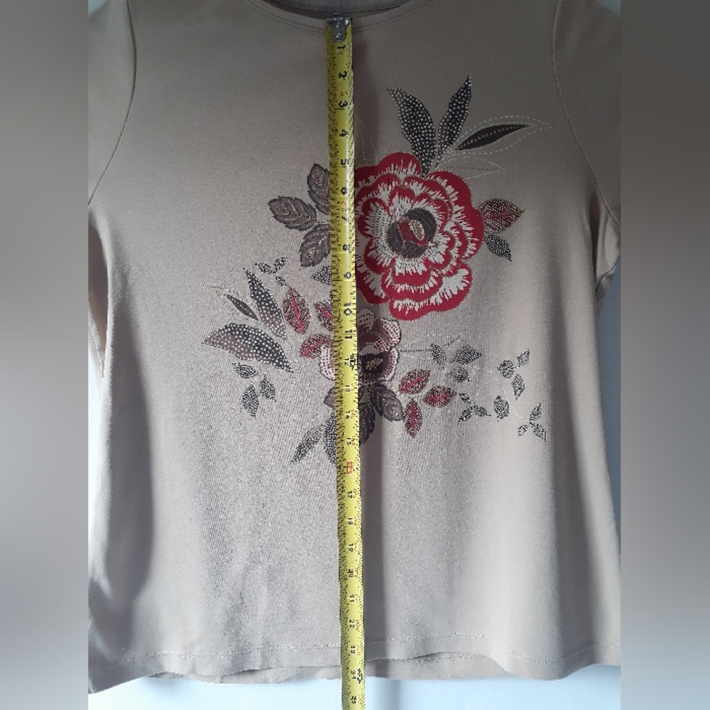 White stag women's beige floral print short sleeve top size XL (16-18) - Picture 6 of 9
